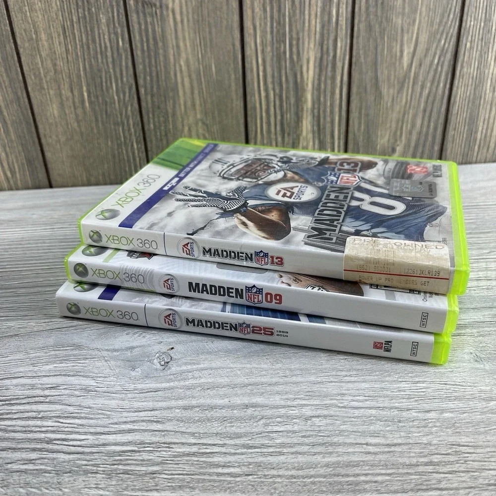 XBox 360  Video Game Lot Of 3 Madden 25,09 And 13 NFL Football Tested Working